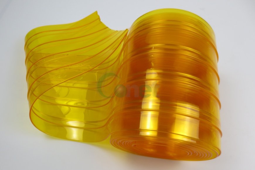 Ribbed Anti Insect Yellow PVC Strip Curtain