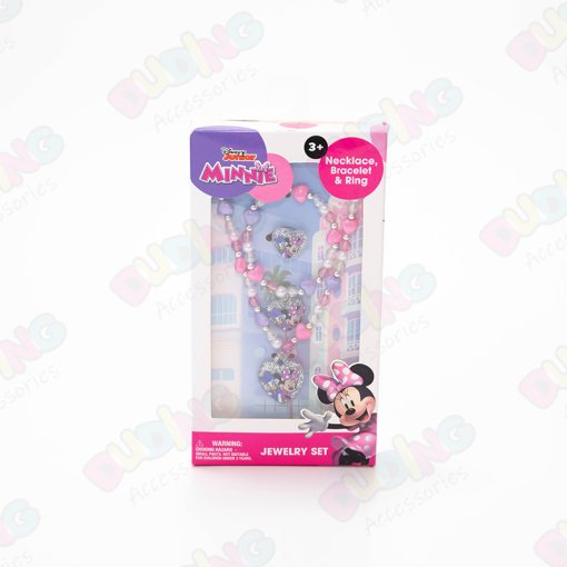 Minnie Mouse Jewelry Set - 3 Piece Princess Toys with Necklace, Bracelets and Ring for Girls DD1102