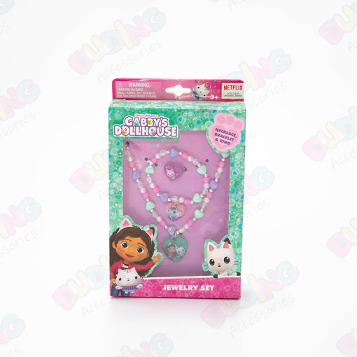 Gabby's Dollhouse Jewelry Set - 3 Piece Princess Toys with Necklace, Bracelets and Ring for Girls DD1103