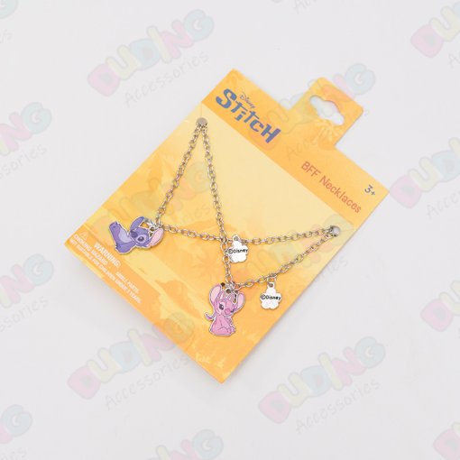 Licensed Disney Stitch and Angel BFF Necklace Set for Girls DD1116