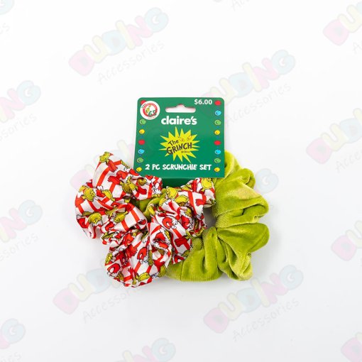 Licensed The Grinch Hair Scrunchies 2 PK Set for Girls DD1113