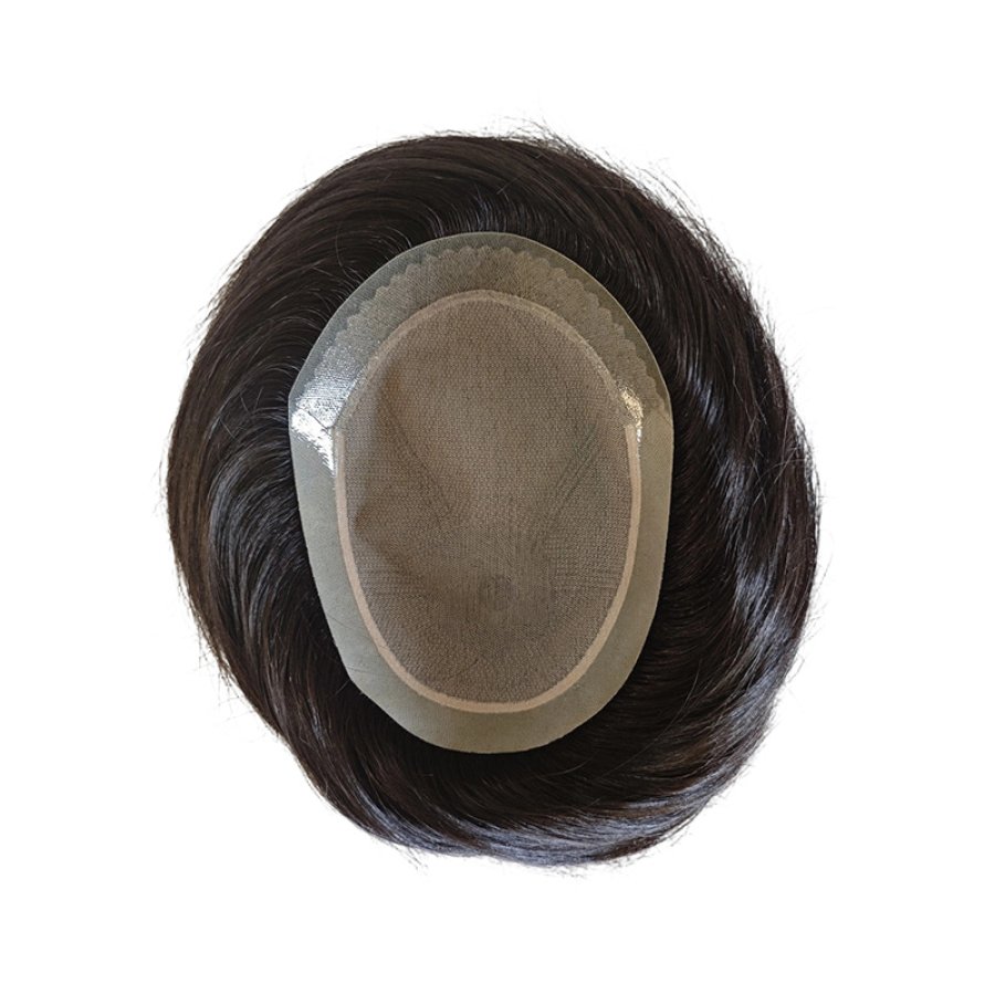 Silk base with natural front hairline men’s toupee