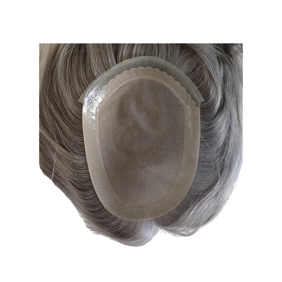 Silk base men’s toupee in fashion colors
