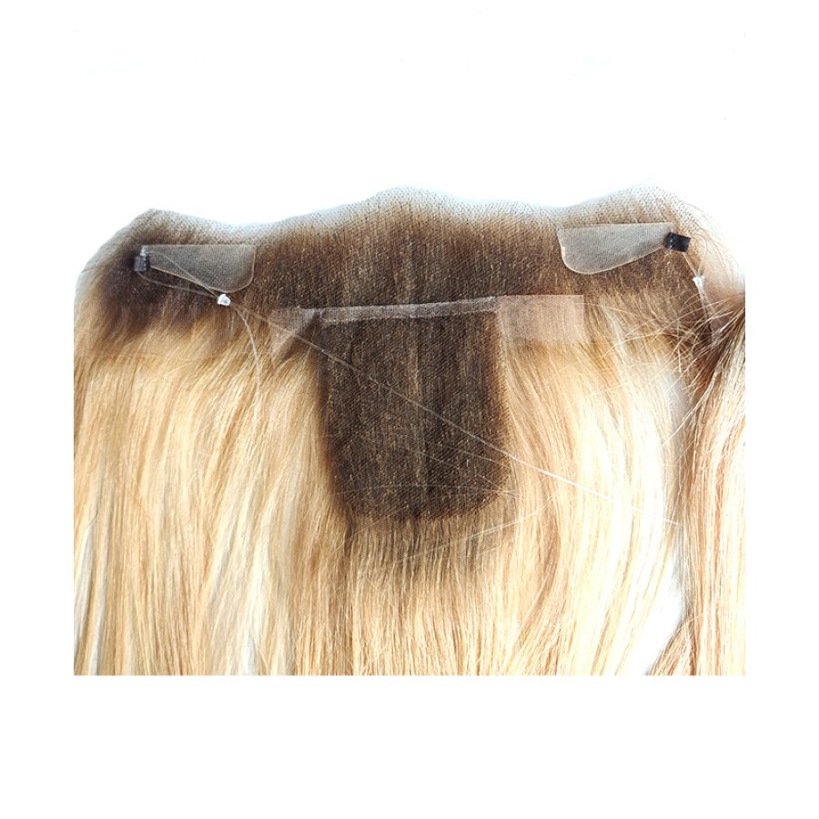 Lace front silk natural human hair topper
