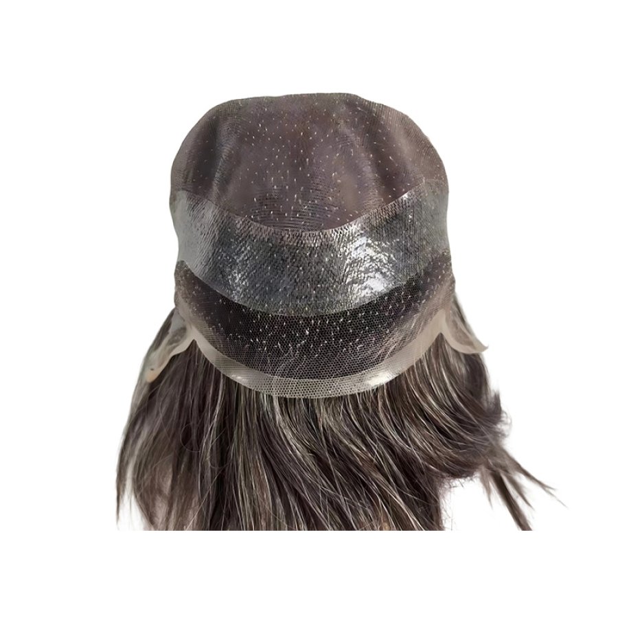 Lace front mono top with PU indian hair wig for men